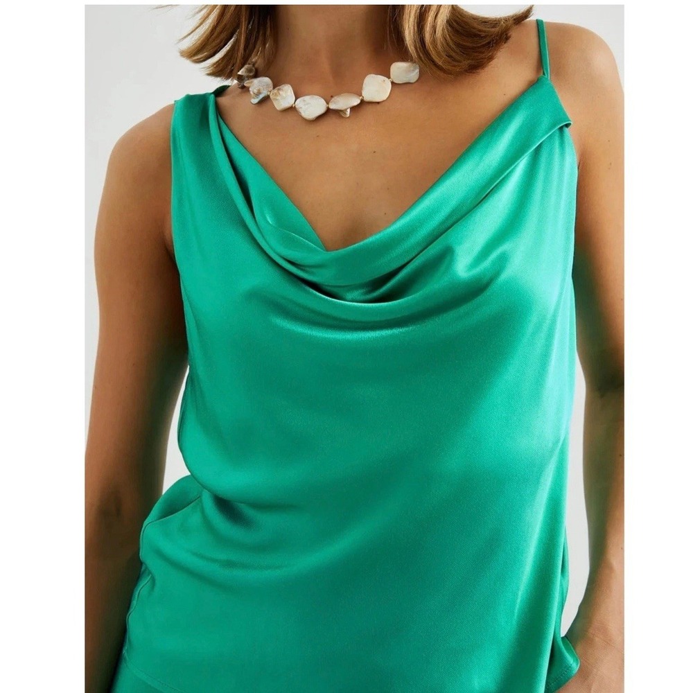 Rails Mae Silky Cami Top in Jade Green‎ Cowl Neck 924-628C NEW NWT MEDIUM